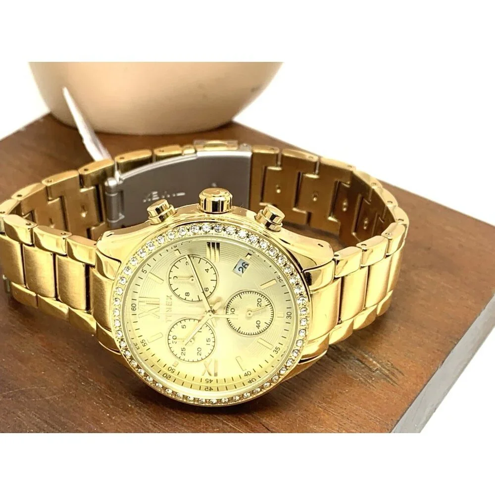 Timex Women's Watch TW2V57800 Quartz Chronograph Gold Dial Stainless Steel 38mm